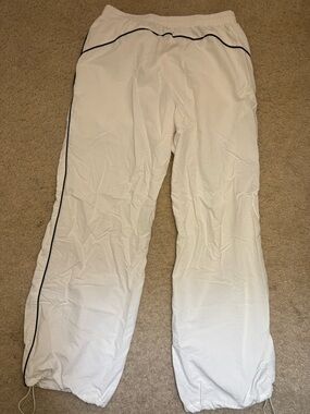 Women's White Track Pants with Black Side Piping